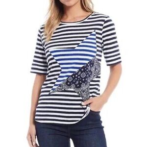 (A6) NEW Free People Head Over Heels Bandana Star Oversized crop tee, Sz M, NWOT